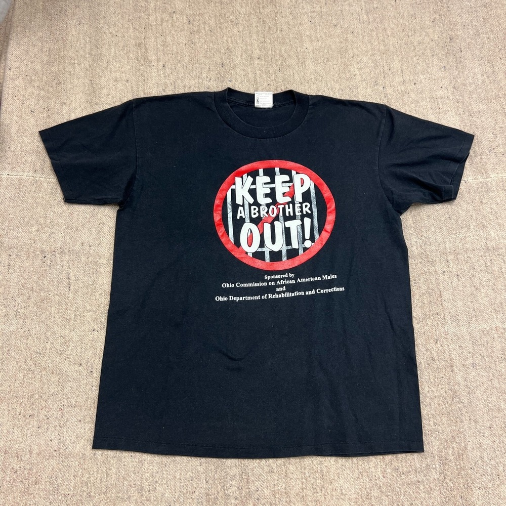 Vintage Keep A Brother Out Of Jail Shirt Mens XL Black 1990s‎ Ohio BLM
